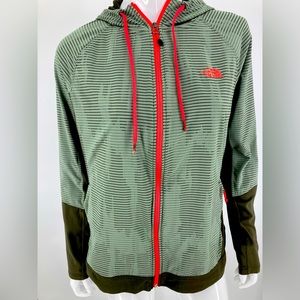 North Face Jacket Size XL Green Zippered Hooded Lined Gently Used